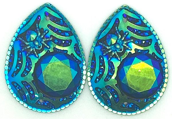 30x40mm Teardrop Spider Web Blue/pr