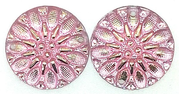 20mm Round Flower Pink/pr