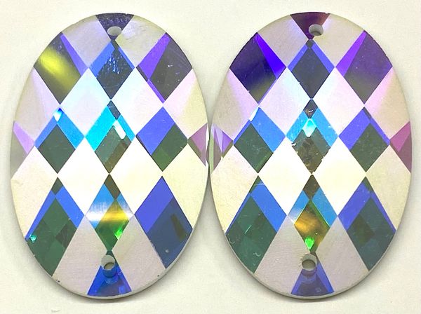 Élan™ Crystals 20x30mm Oval Checkerboard Crystal AB sew on/pr