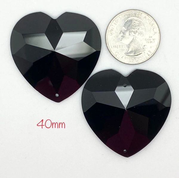 Élan™ Crystals 40mm Heart Jet/pr