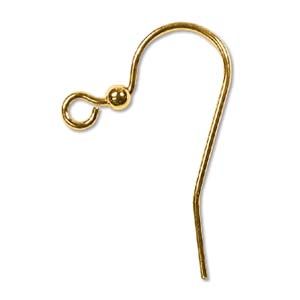 Hook Ear Wire 25mm w/2mm Ball- Gold Plate- 72 prs