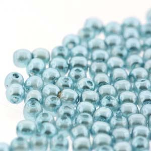 2mm Round Czech Glass Pearls Cerulean 150bds/strand