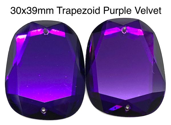 Élan™ Crystals 30x38mm Trapezoid Purple Velvet/pr