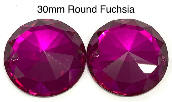 Élan™ Crystals 30mm Round Fuchsia/pr