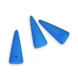 7x17 Czech Spike Beads Dk Neon Mykonos Blue 12/pkg