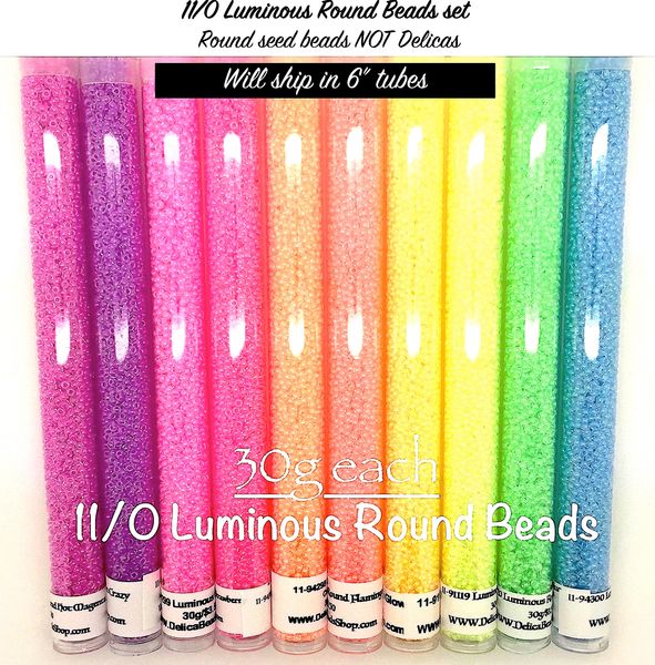 11/0 Luminous Round Seed Beads Set 10 colors