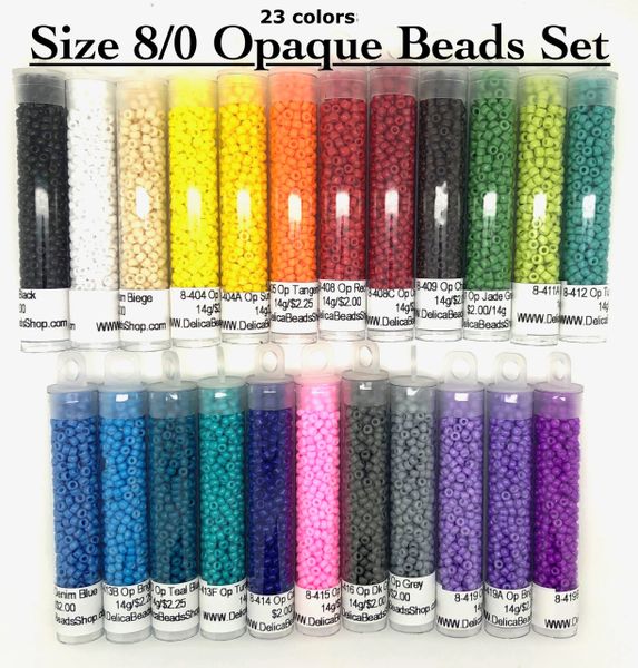 8/0 Opaque 23 Basic Colors Round Seed Bead Set