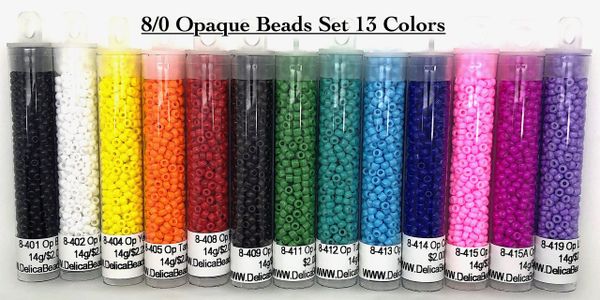 8/0 Opaque 13 Basic Colors Round Seed Bead Set