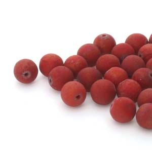 8mm Lava Etch Round Druk Red Luster~20 bds string