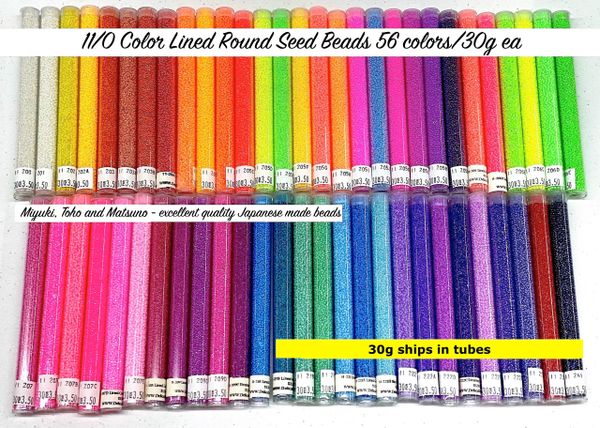 11/0 C/L round seed beads set 56 colors