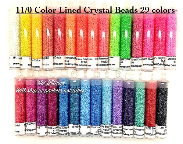 11/0 Color Lined round seed beads set 29 colors