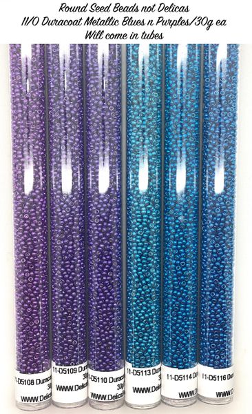 11/0 Duracoat Metallic Blues n Purples round seed bead set