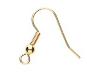 20mm Earwires 3mm bead/coil Gold Plated/gr