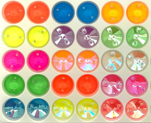10mm Elan Crystal Neon Rivals set/15prs
