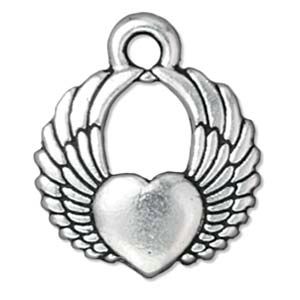 Winged Heart Fine Antique Silver Plate/ea