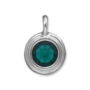 Charm SS34 Stepped Bright Rhodium Emerald/ea