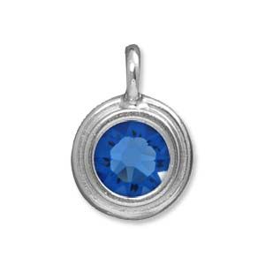 Charm SS34 Stepped Bright Rhodium Sapphire/ea