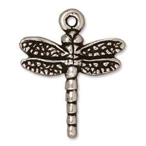 Dragonfly 19.5mm Fine Antique Silver Plate/ea