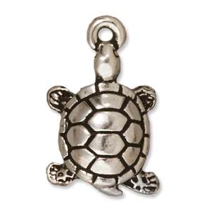 Turtle 7.5X11mm Fine Antique Silver Plate/ea