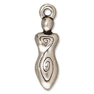 Spiral Goddess 19.5mm Fine Antique Silver Plate/ea