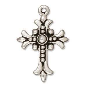 Fleur Cross 26mm Fine Antique Silver Plate/ea