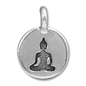 Charm Buddha 11.6x16.6mm Antique Silver Plate/ea