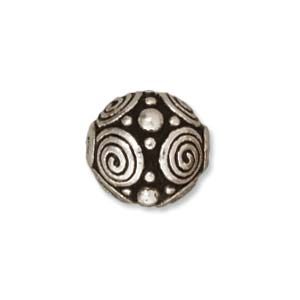 Bead 8mm Spirals Fine Antique Silver Plate/ea