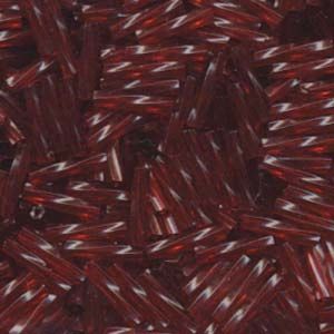 Twist Bugle Beads 2.7X12mm Dyed Transparent Cranberry/15g