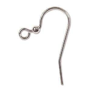Ear Wire Hook 25mm w/2mm ball Silver Plate/1gross