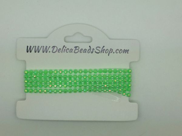 SS8 Neon Green/Crystal AB Stone/yd