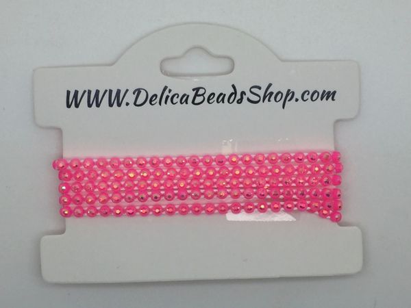 SS8 Neon Pink/Crystal AB/yd