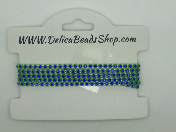 SS6 Kiwi Green/Blue Crystal/yd