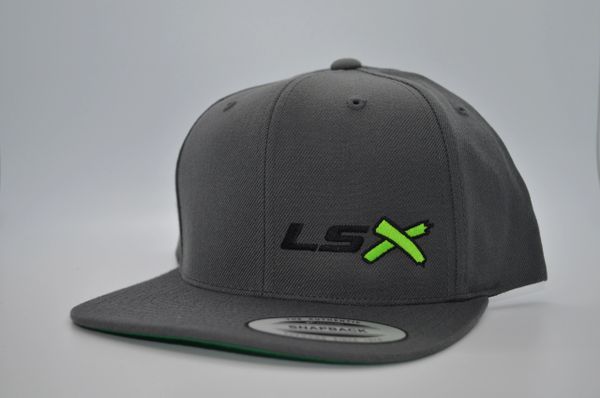 LSX - Dark Grey Flat Brim Snapbacks (Black, Neon Green, Black)