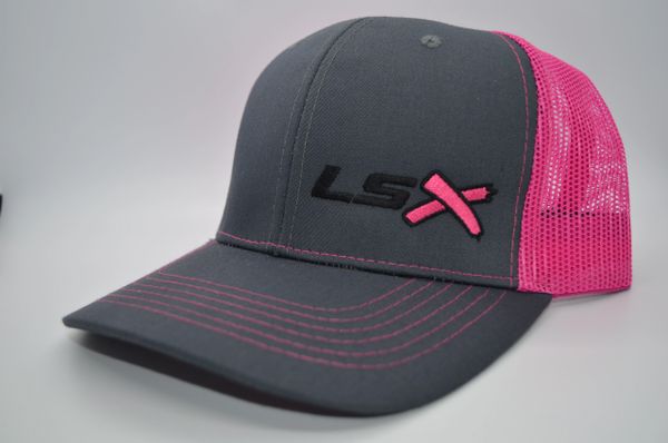 LSX - Dark Grey/Pink Mesh Snapback (Black, Black, Pink)