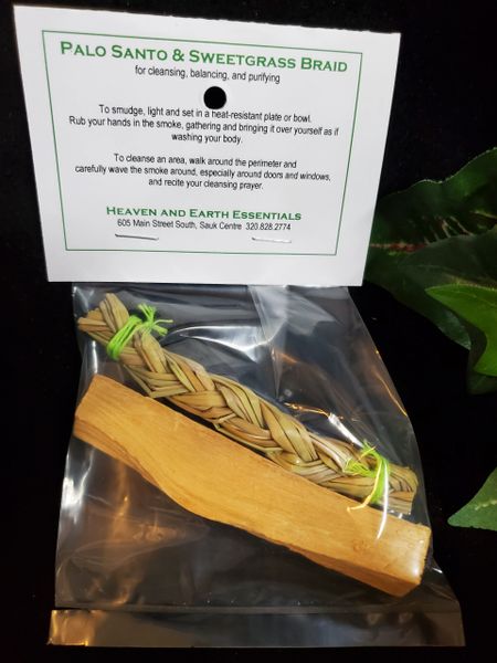 Palo Santo (Holy Wood) Stick & 4" Sweetgrass Braid