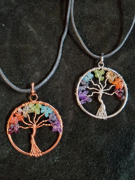 Necklace: Tree with Chakra Crystals