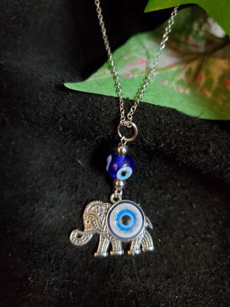 Necklace: Evil Eye Elephant