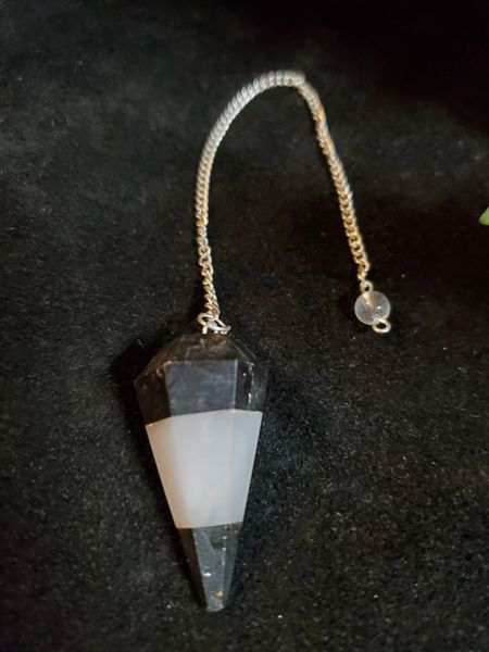 Pendulum: Black Tourmaline and White Agate