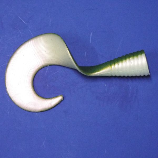 Pearl/Green 5.5 inch Sq. SS Shad replacement tails