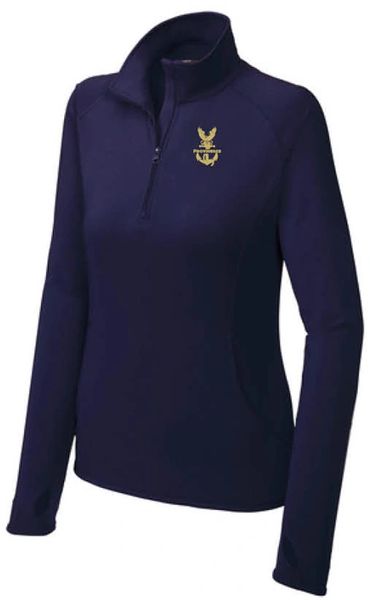 PHS NJROTC Ladies cut quarter zip with logo left chest