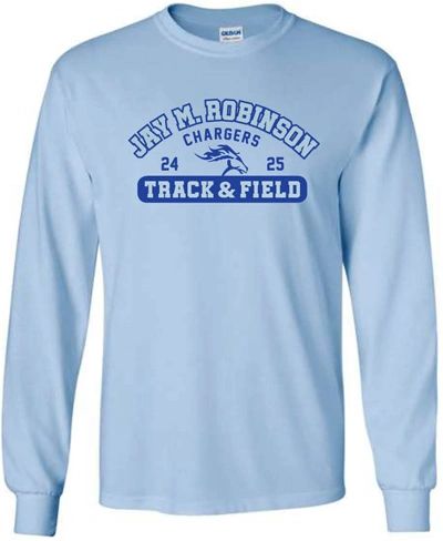 Track and Field long sleeve Poly T with last name on back