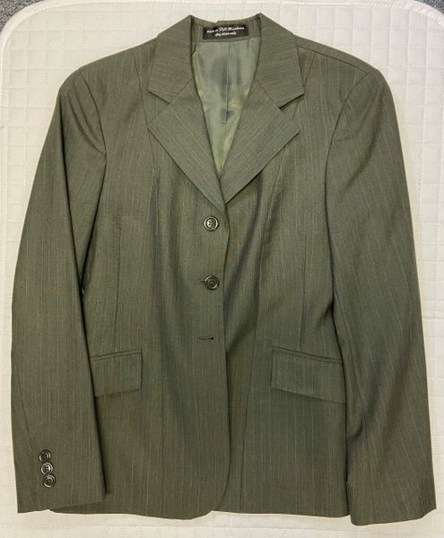 Used ladies RJ Classics Essential Olive Stripe Hunt Coat Size 4 Short