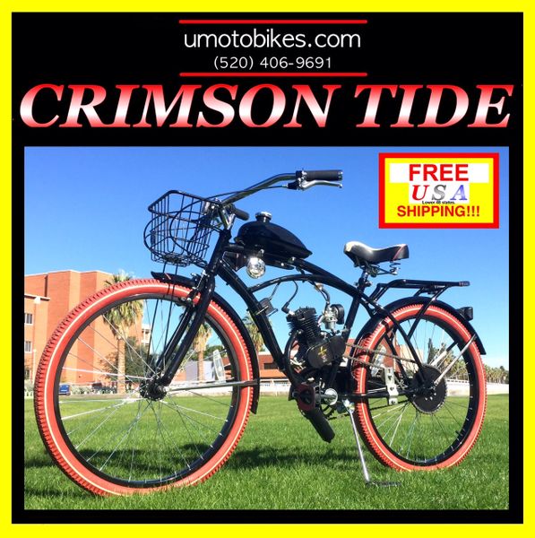 DO-IT-YOURSELF U-MOTO 2-STROKE CRIMSON TIDE (TM) CRUISER MOTORIZED BICYCLE SYSTEM