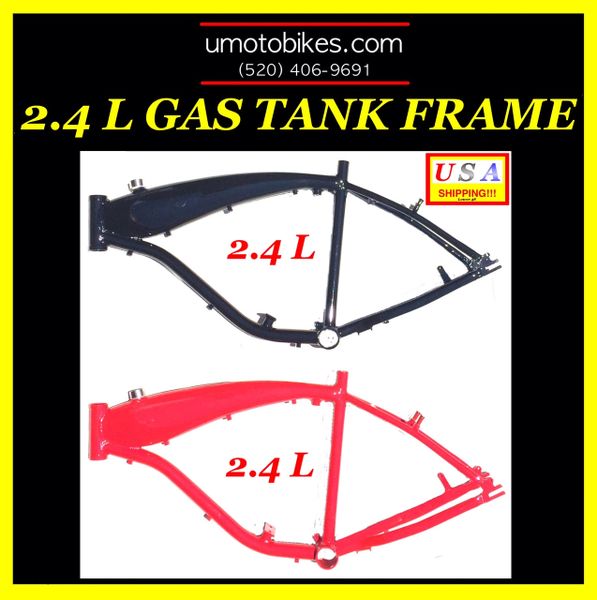 Motorized bicycle frame with gas online tank