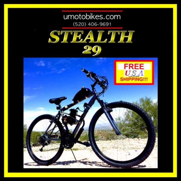 DO-IT-YOURSELF U-MOTO 2-STROKE STEALTH 29 (TM) MOTORIZED MOUNTAIN BIKE SYSTEM