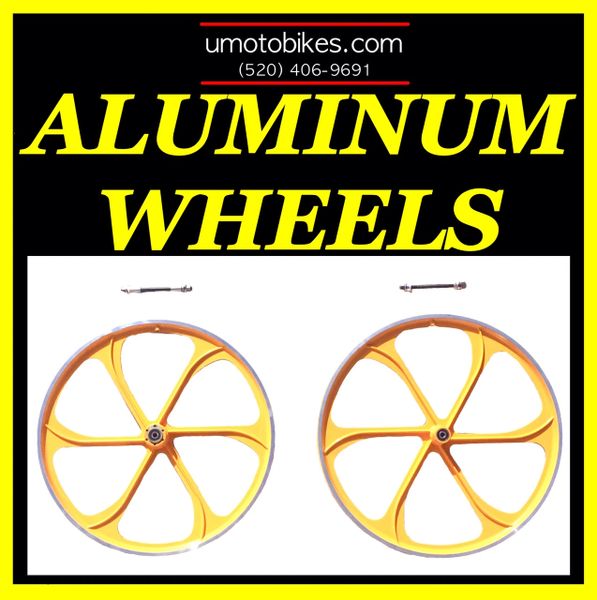 29" DARK YELLOW ALUMINUM WHEELS FOR MOTORIZED BIKE