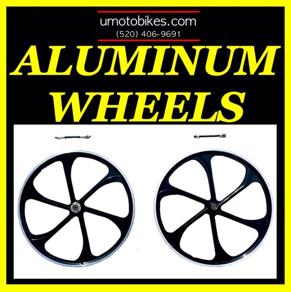 29" BLACK ALUMINUM WHEELS FOR MOTORIZED BIKE