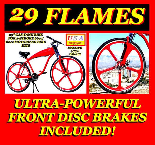 COMPLETE DIY 2-STROKE 66CC/80CC MOTORIZED BICYCLE KIT WITH 29" GAS TANK BIKE! 