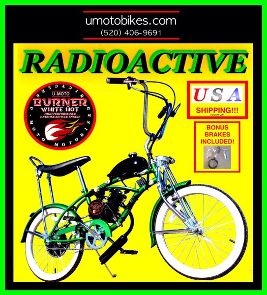 DO-IT-YOURSELF U-MOTO 66CC/80CC 2-STROKE RADIOACTIVE (TM) 20" LOW RIDER CRUISER MOTORIZED BICYCLE SYSTEM