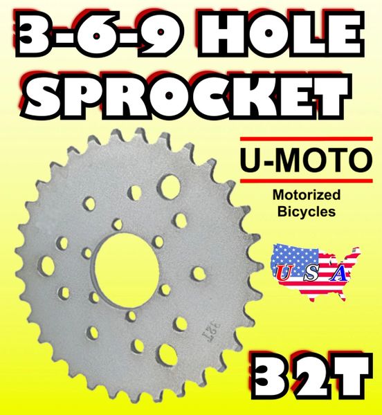 MOTORIZED BICYCLE 32-TOOTH SPROCKET 3-6-9 HOLE